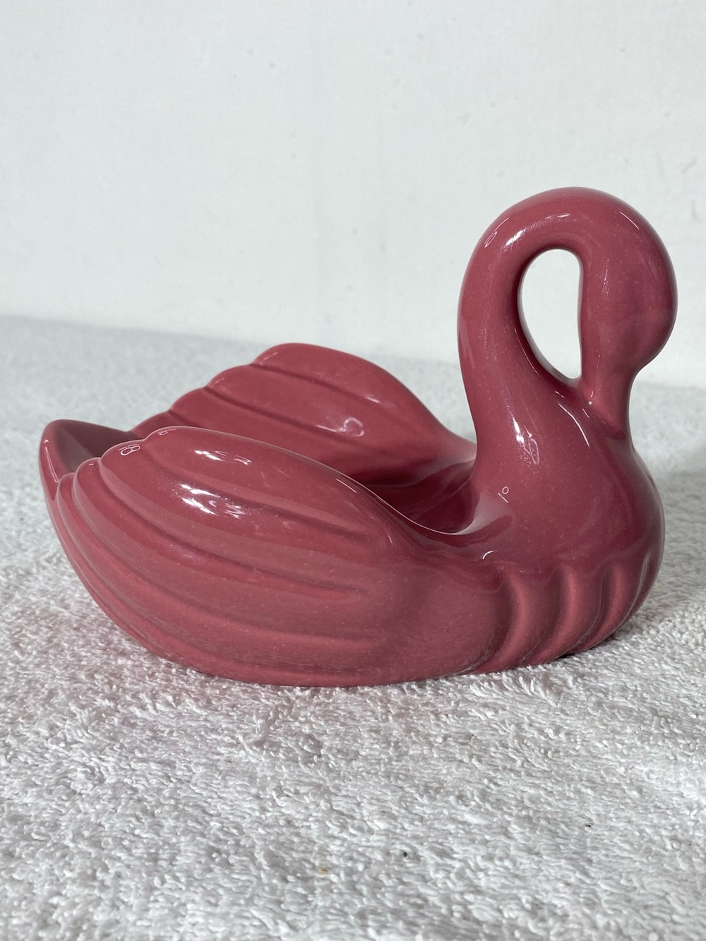 Vintage 90s Aquarius Dusty Rose Ceramic Swan Soap Dish Trinket Dish Cottagecore